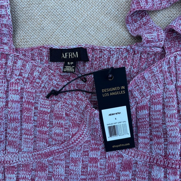 NWT AFRM Silas Sweater Knit Bustier Sleeveless Crop Top Marled Soft Gray Mauve - Picture 2 of 6